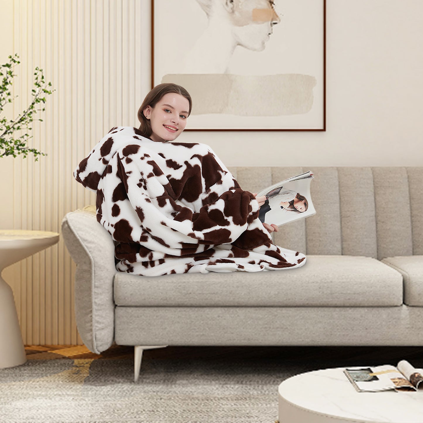 Softan Super Cozy Warm and Soft Hooded Blanket Sweatshirt, Faux Fur Blanket Sweatshirt with Large Pocket, One Size Fits All