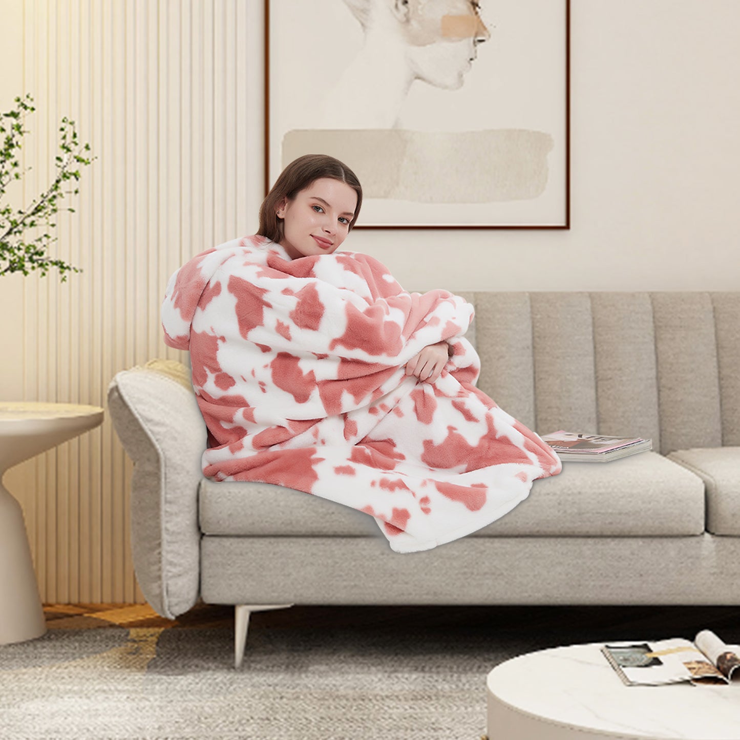 Softan Super Cozy Warm and Soft Hooded Blanket Sweatshirt, Faux Fur Blanket Sweatshirt with Large Pocket, One Size Fits All