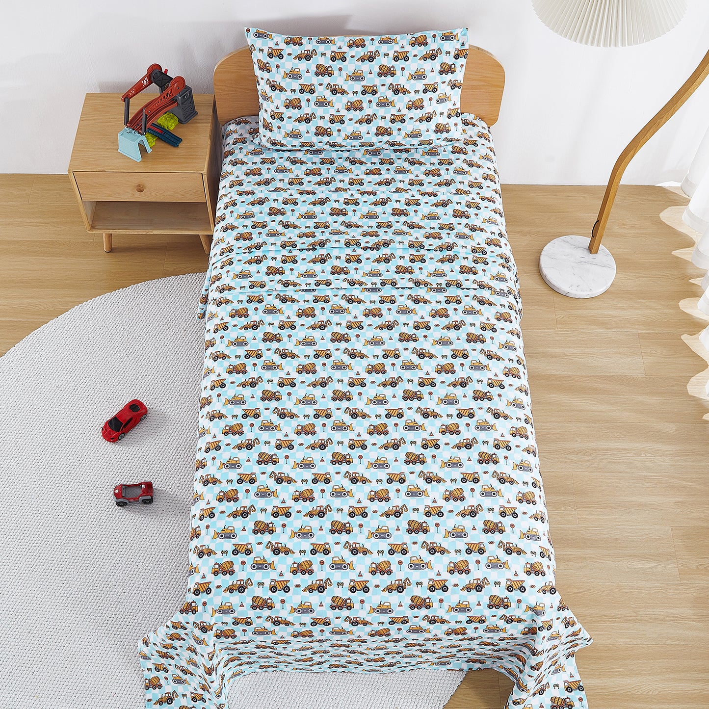 Grid Excavator Kids Bed Sheet Set