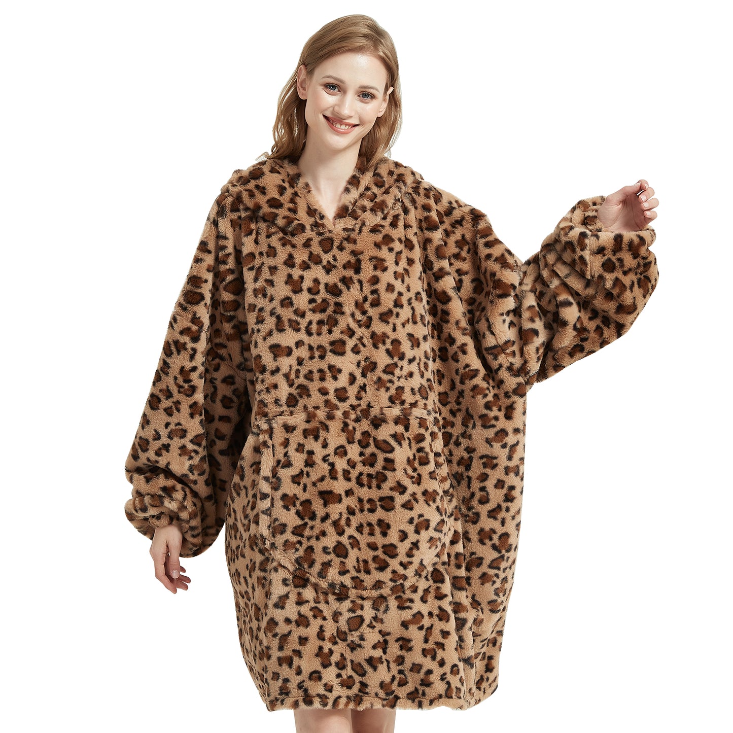 Softan Super Cozy Warm and Soft Hooded Blanket Sweatshirt, Faux Fur Blanket Sweatshirt with Large Pocket, One Size Fits All