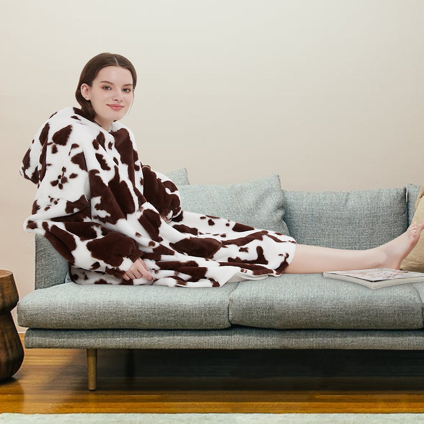 Softan Super Cozy Warm and Soft Hooded Blanket Sweatshirt, Faux Fur Blanket Sweatshirt with Large Pocket, One Size Fits All