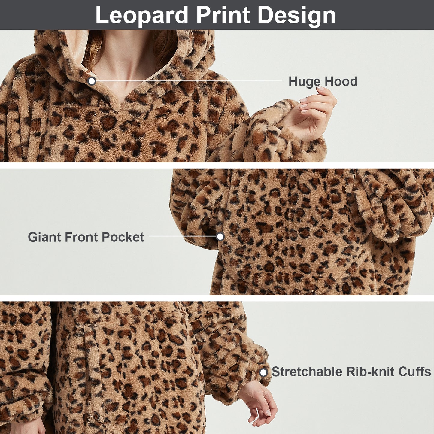 Softan Super Cozy Warm and Soft Hooded Blanket Sweatshirt, Faux Fur Blanket Sweatshirt with Large Pocket, One Size Fits All