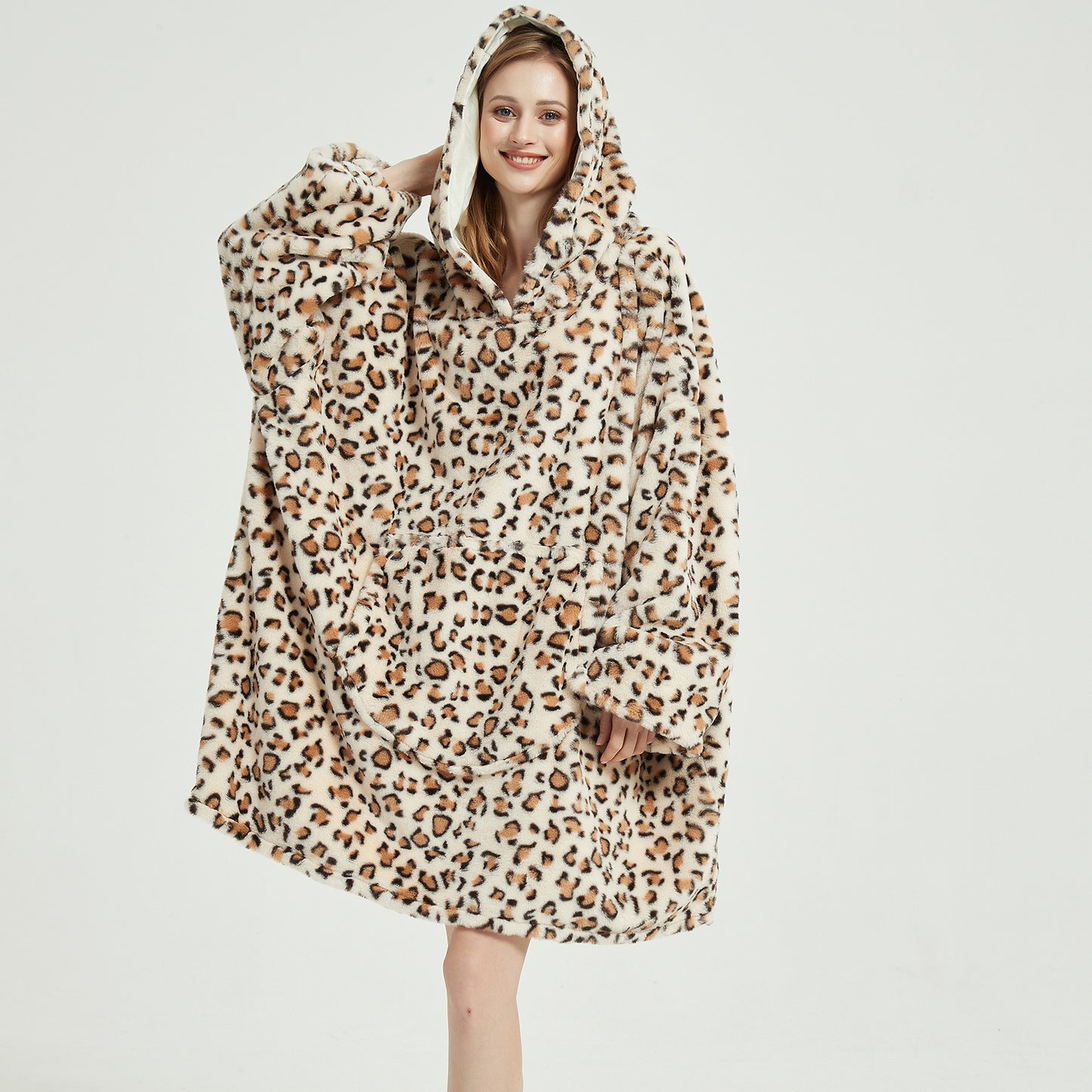 Softan Super Cozy Warm and Soft Hooded Blanket Sweatshirt, Faux Fur Blanket Sweatshirt with Large Pocket, One Size Fits All