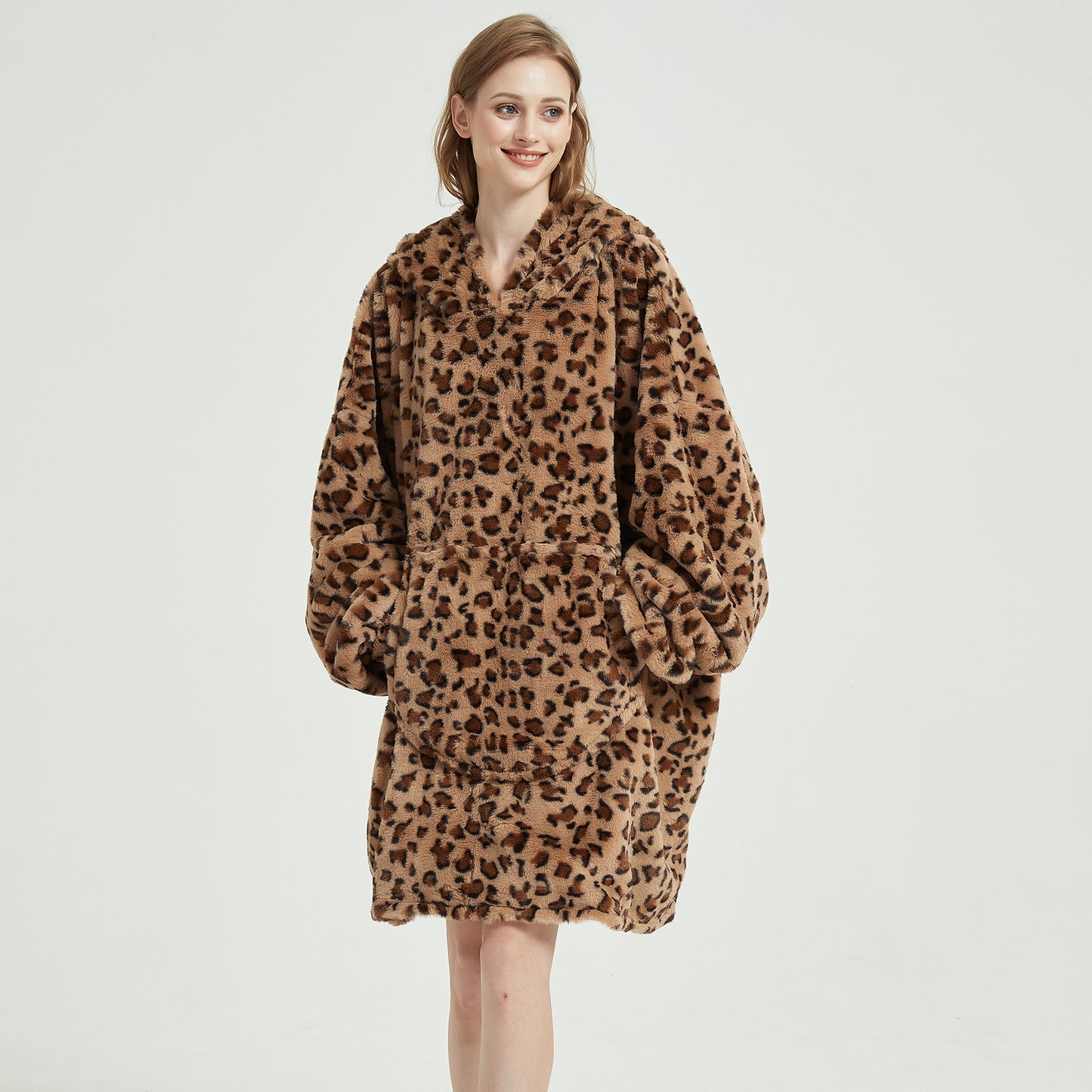 Softan Super Cozy Warm and Soft Hooded Blanket Sweatshirt, Faux Fur Blanket Sweatshirt with Large Pocket, One Size Fits All