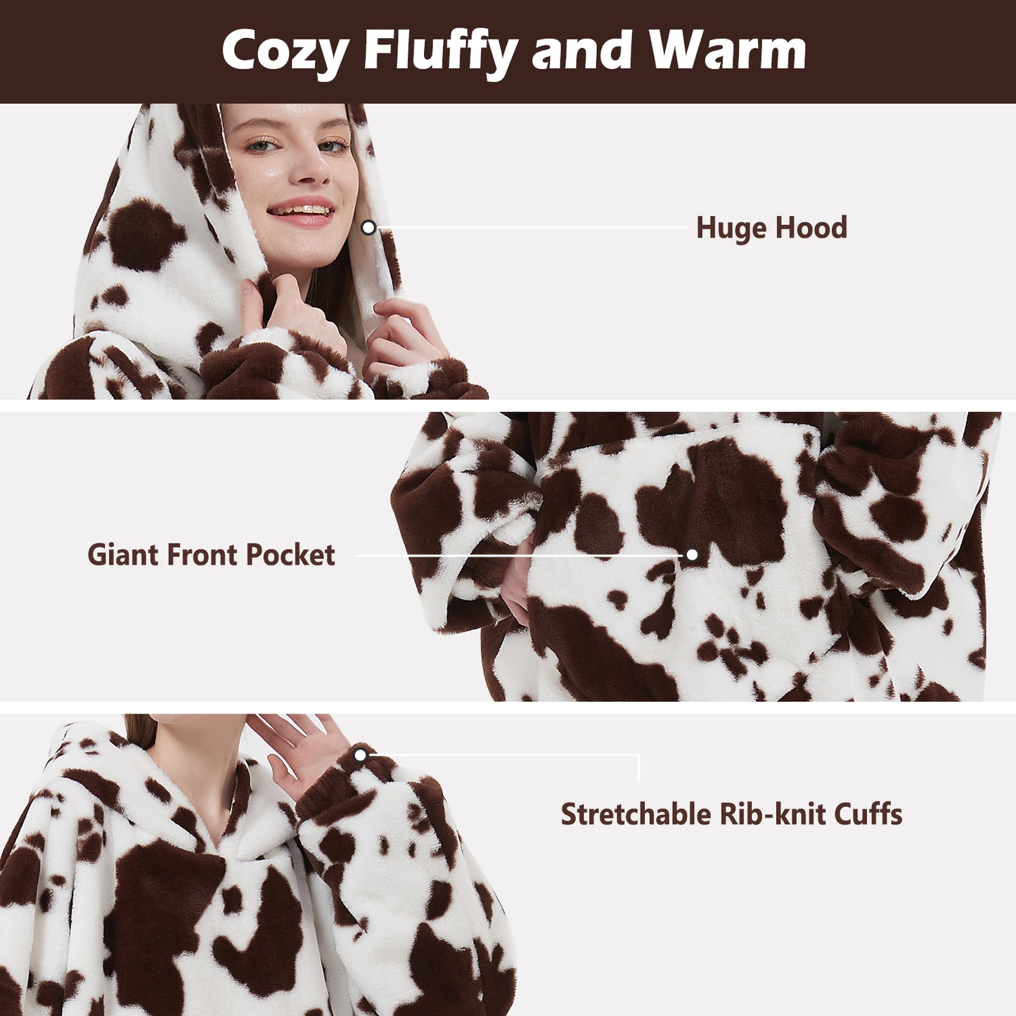 Softan Super Cozy Warm and Soft Hooded Blanket Sweatshirt, Faux Fur Blanket Sweatshirt with Large Pocket, One Size Fits All