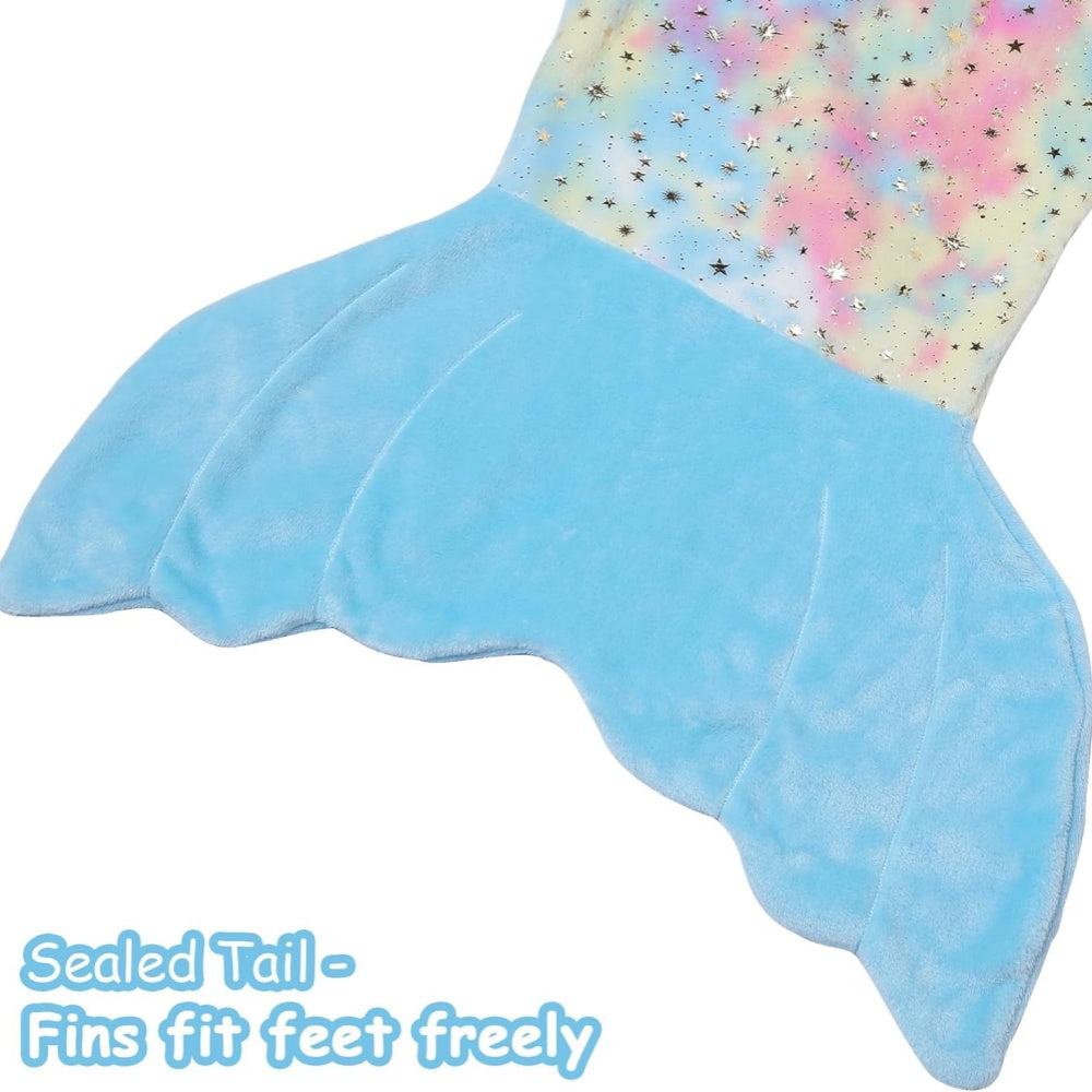 Softan Rainbow Mermaid Foil Tail Blanket for Kids