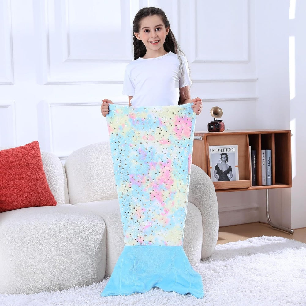 Softan Rainbow Mermaid Foil Tail Blanket for Kids