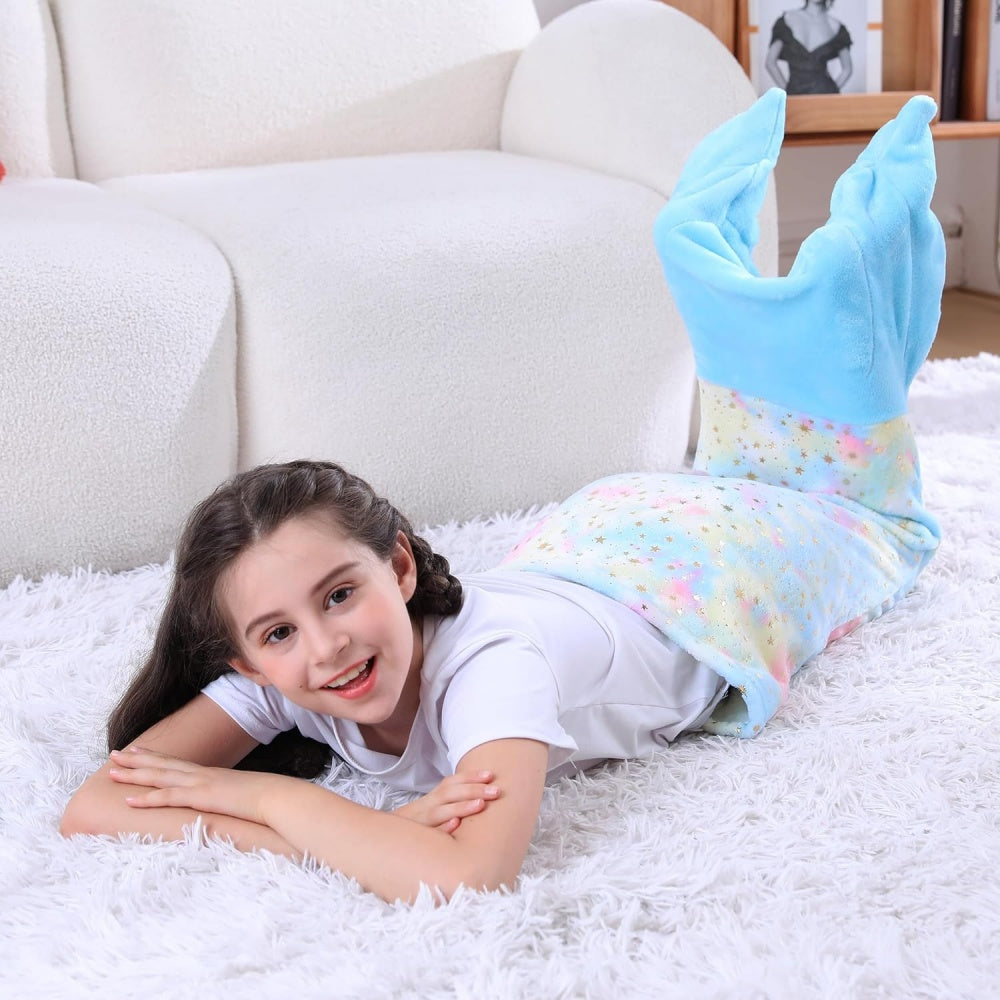 Softan Rainbow Mermaid Foil Tail Blanket for Kids