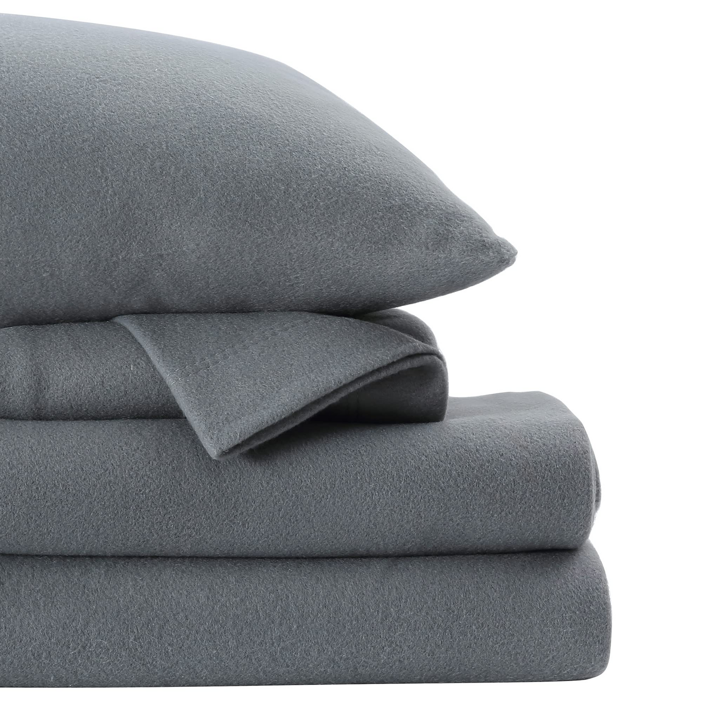 Fleece Twin Sheets Set 3-Piece Fuzzy Bed Sets with 16" Deep Pocket Fitted Sheet, Flat Sheet and Pillowcase,Dark Grey