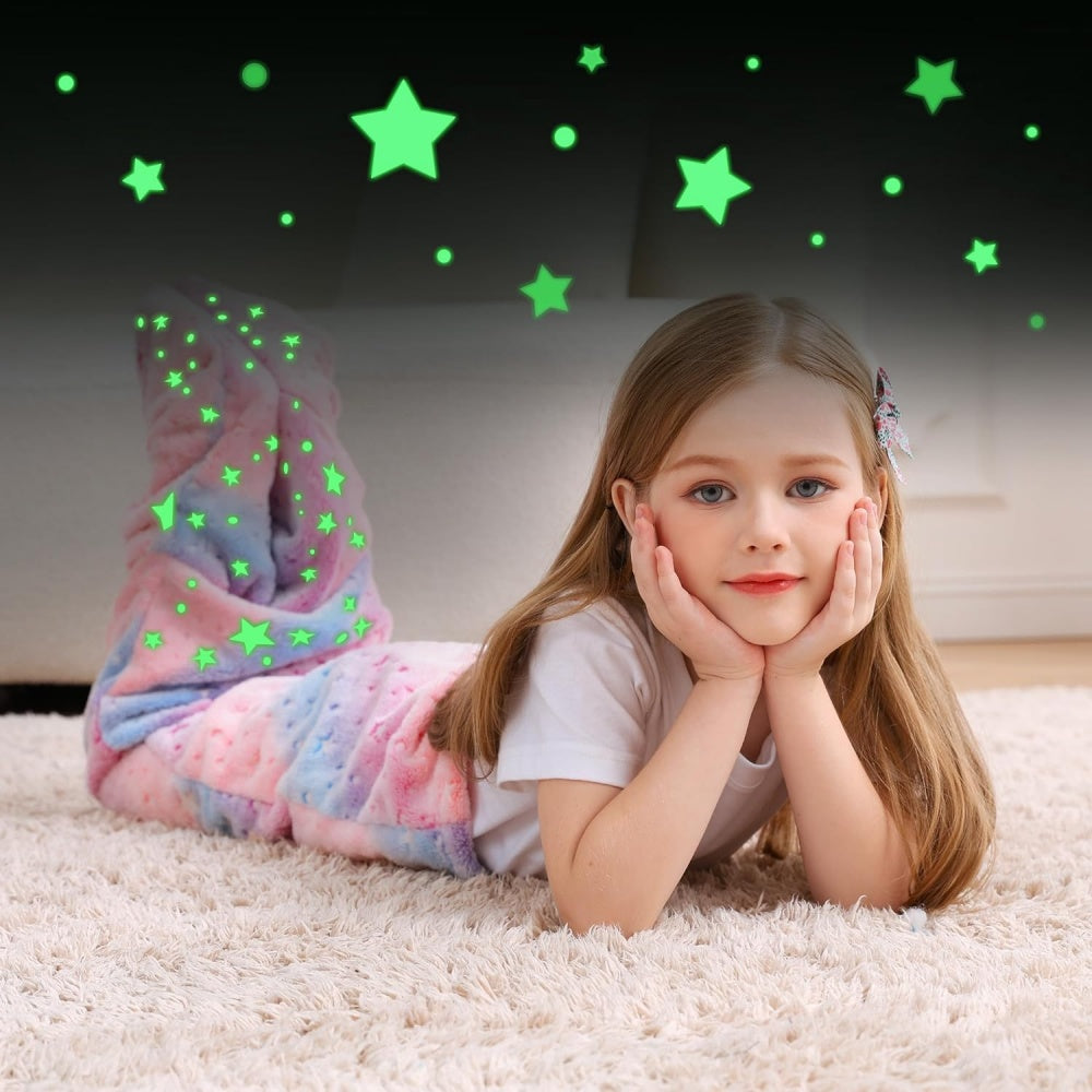 Softan Rainbow Mermaid Foil Tail Blanket for Kids