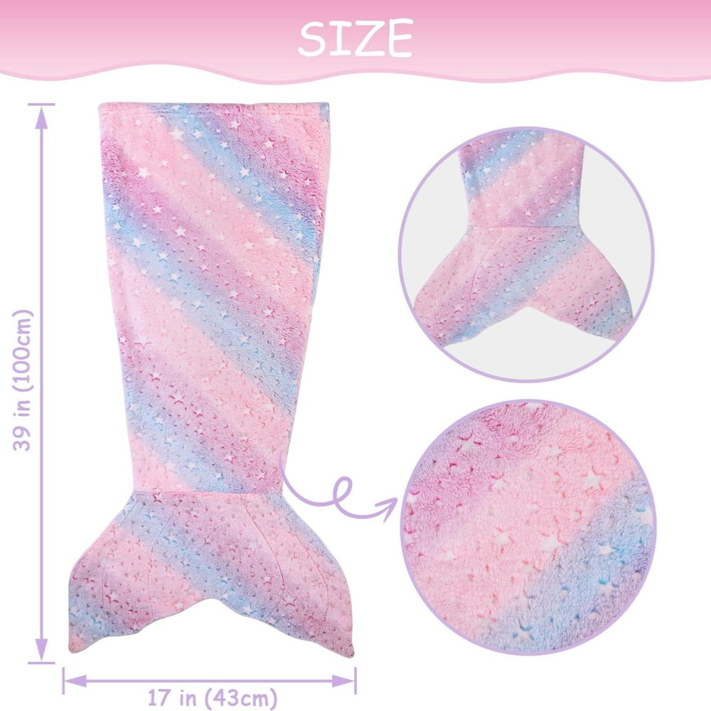 Softan Rainbow Mermaid Foil Tail Blanket for Kids