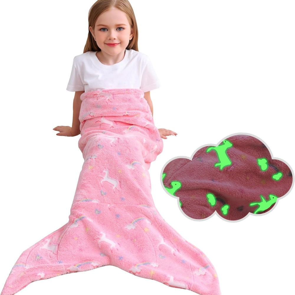 Softan Rainbow Mermaid Foil Tail Blanket for Kids