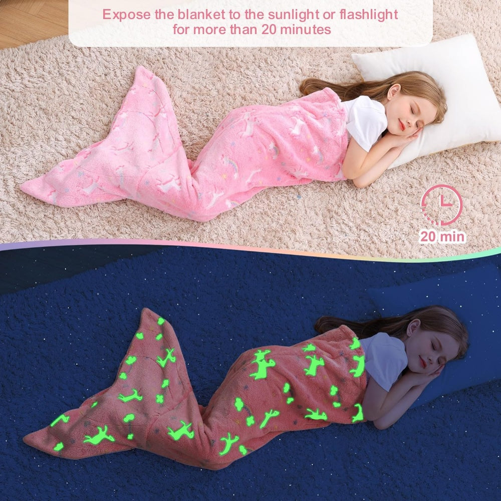 Softan Rainbow Mermaid Foil Tail Blanket for Kids