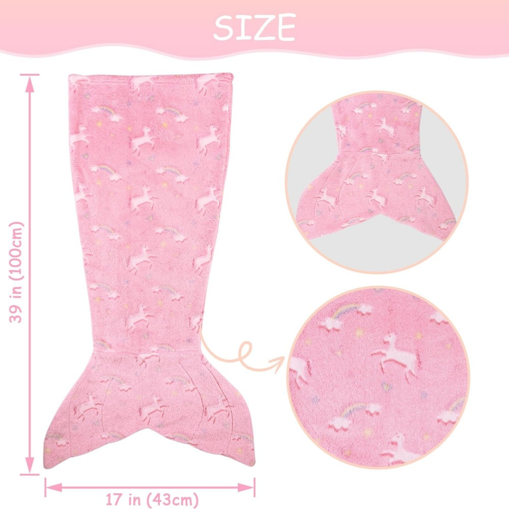 Softan Rainbow Mermaid Foil Tail Blanket for Kids