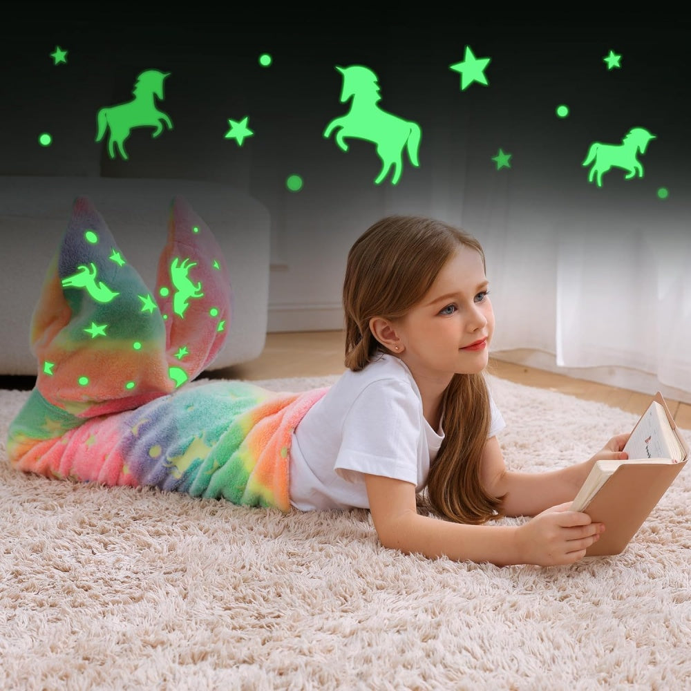 Softan Rainbow Mermaid Foil Tail Blanket for Kids