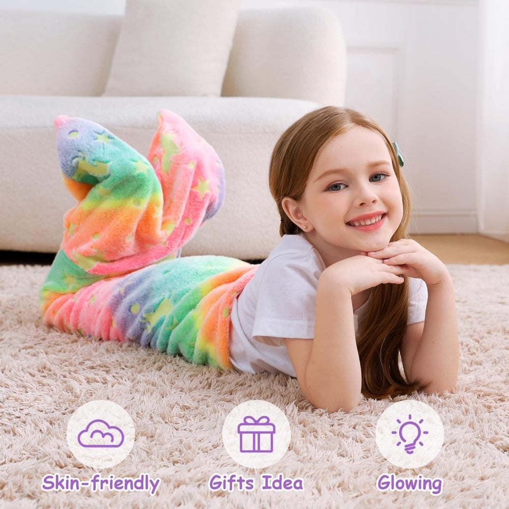Softan Rainbow Mermaid Foil Tail Blanket for Kids
