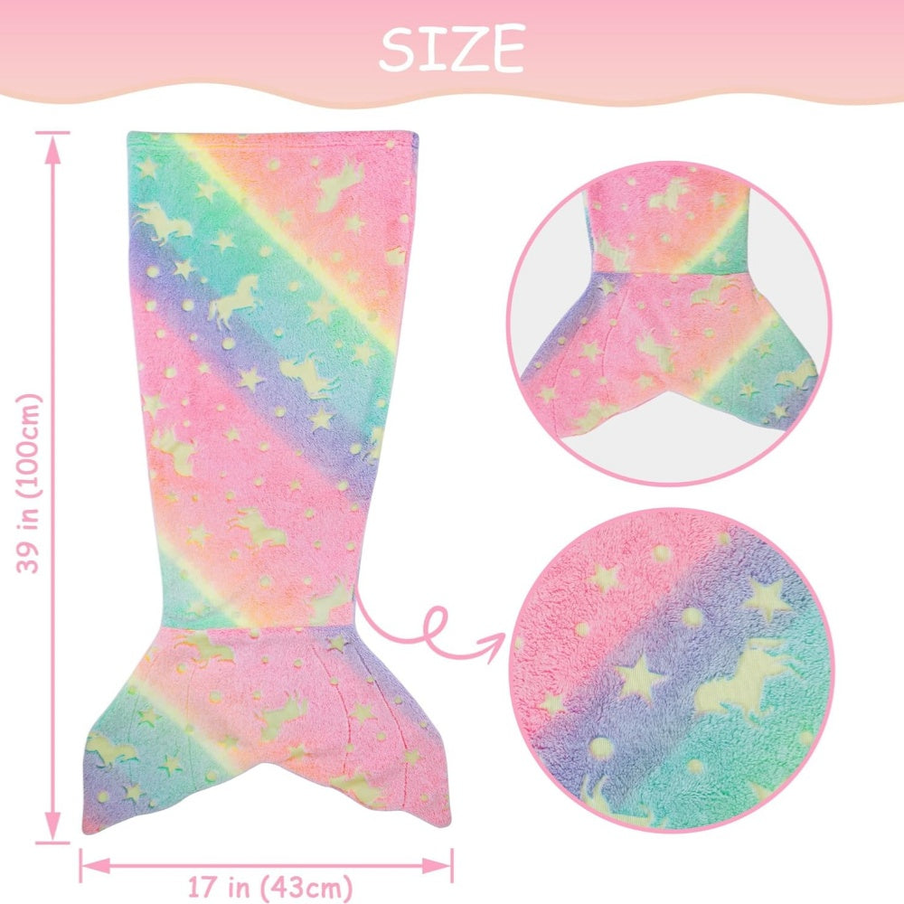 Softan Rainbow Mermaid Foil Tail Blanket for Kids