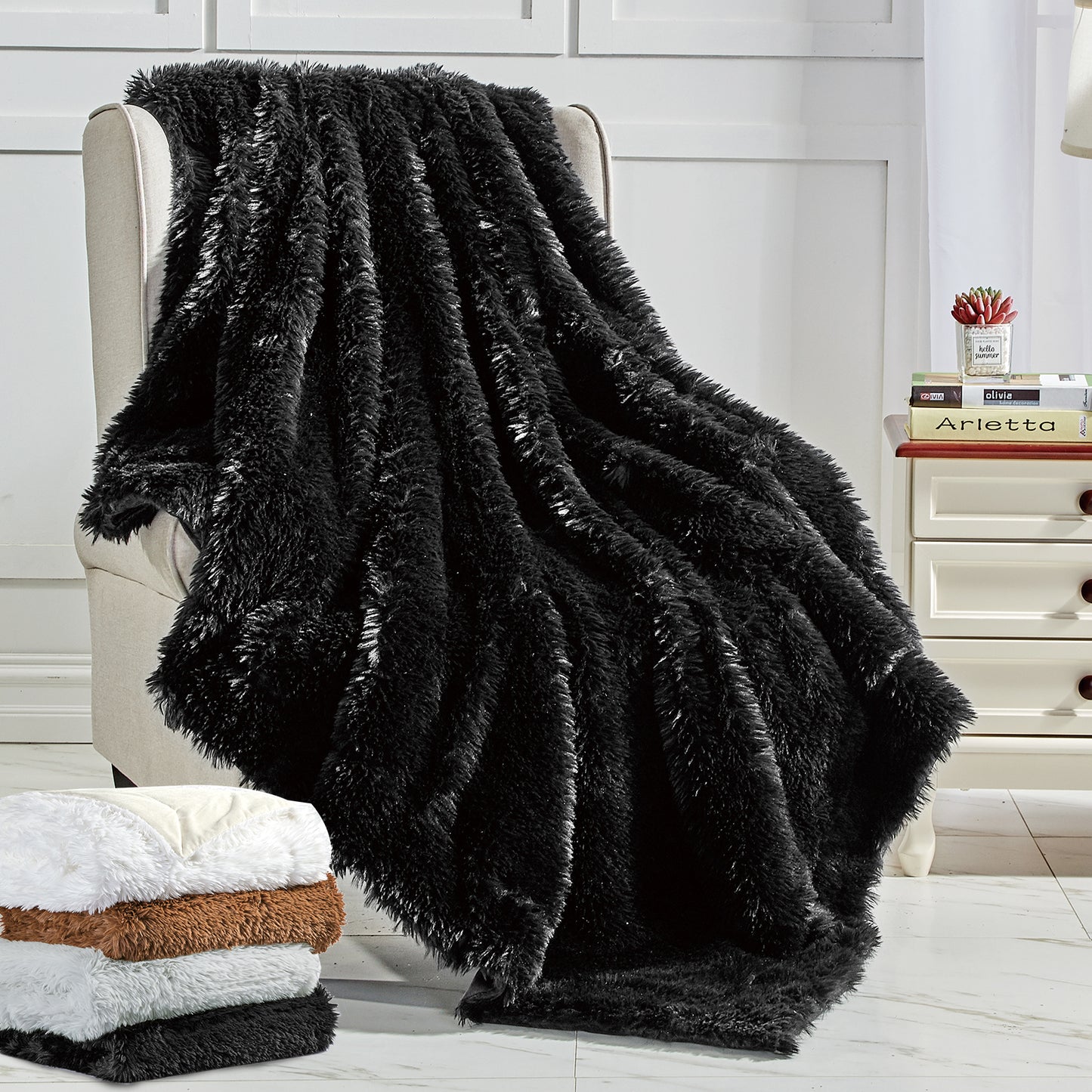 Softan Dual Sided Cozy Faux Fur Throw Blanket