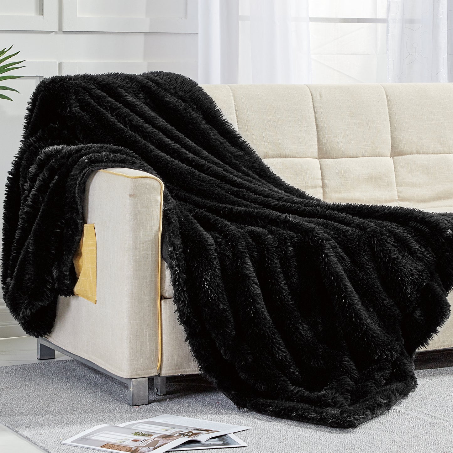 Softan Dual Sided Cozy Faux Fur Throw Blanket