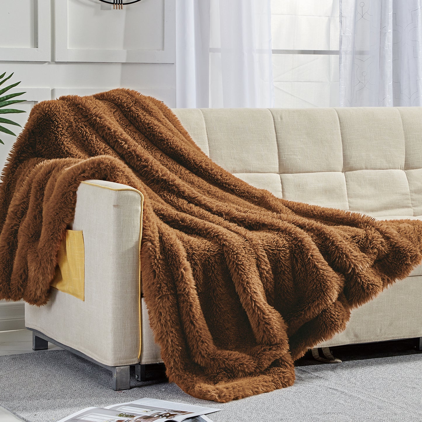 Softan Dual Sided Cozy Faux Fur Throw Blanket