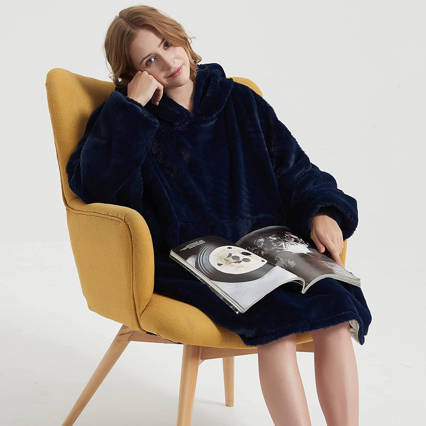 Softan Super Cozy Warm and Soft Hooded Blanket Sweatshirt, Faux Fur Blanket Sweatshirt with Large Pocket, One Size Fits All