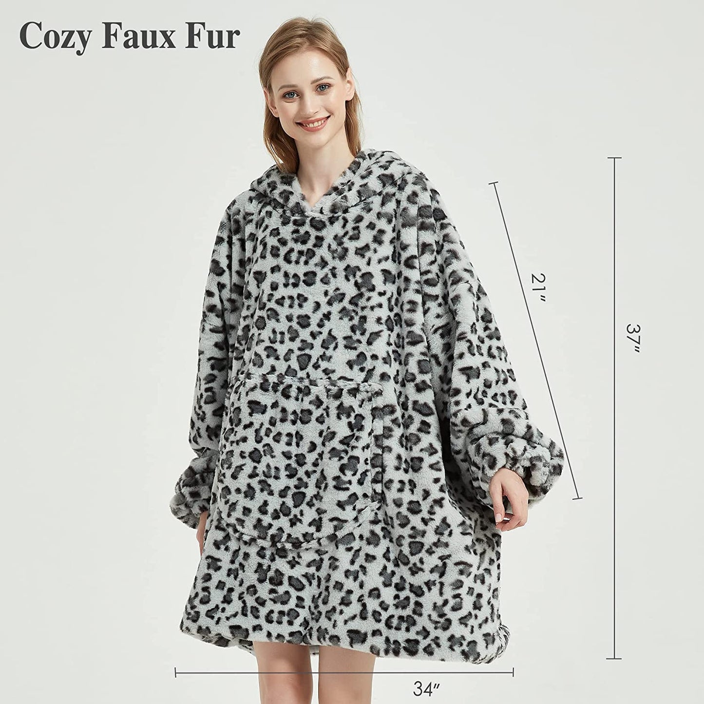 Softan Super Cozy Warm and Soft Hooded Blanket Sweatshirt, Faux Fur Blanket Sweatshirt with Large Pocket, One Size Fits All