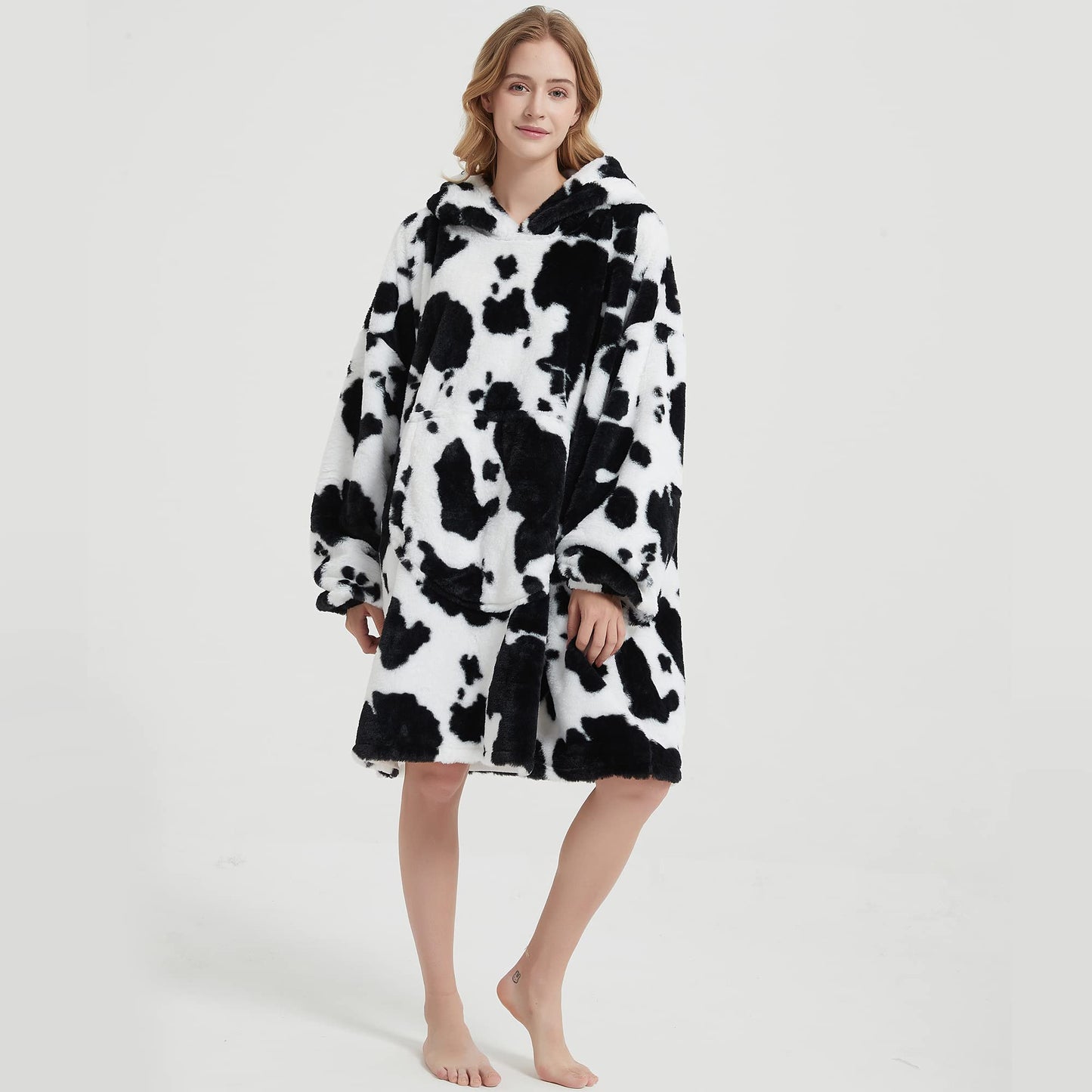 Softan Super Cozy Warm and Soft Hooded Blanket Sweatshirt, Faux Fur Blanket Sweatshirt with Large Pocket, One Size Fits All