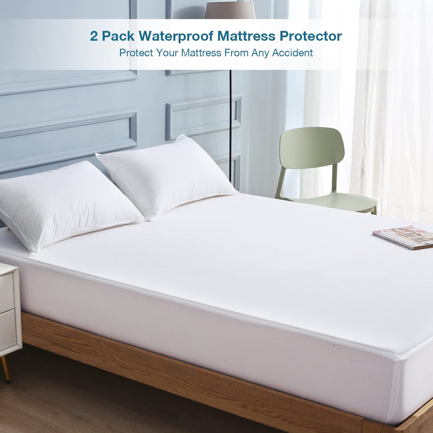 Softan Waterproof Mattress Protector with Deep Pocket-2 Packs