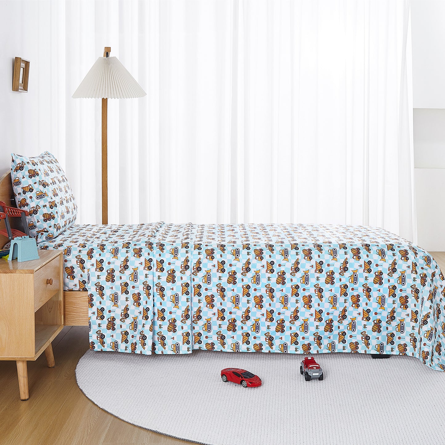 Grid Excavator Kids Bed Sheet Set