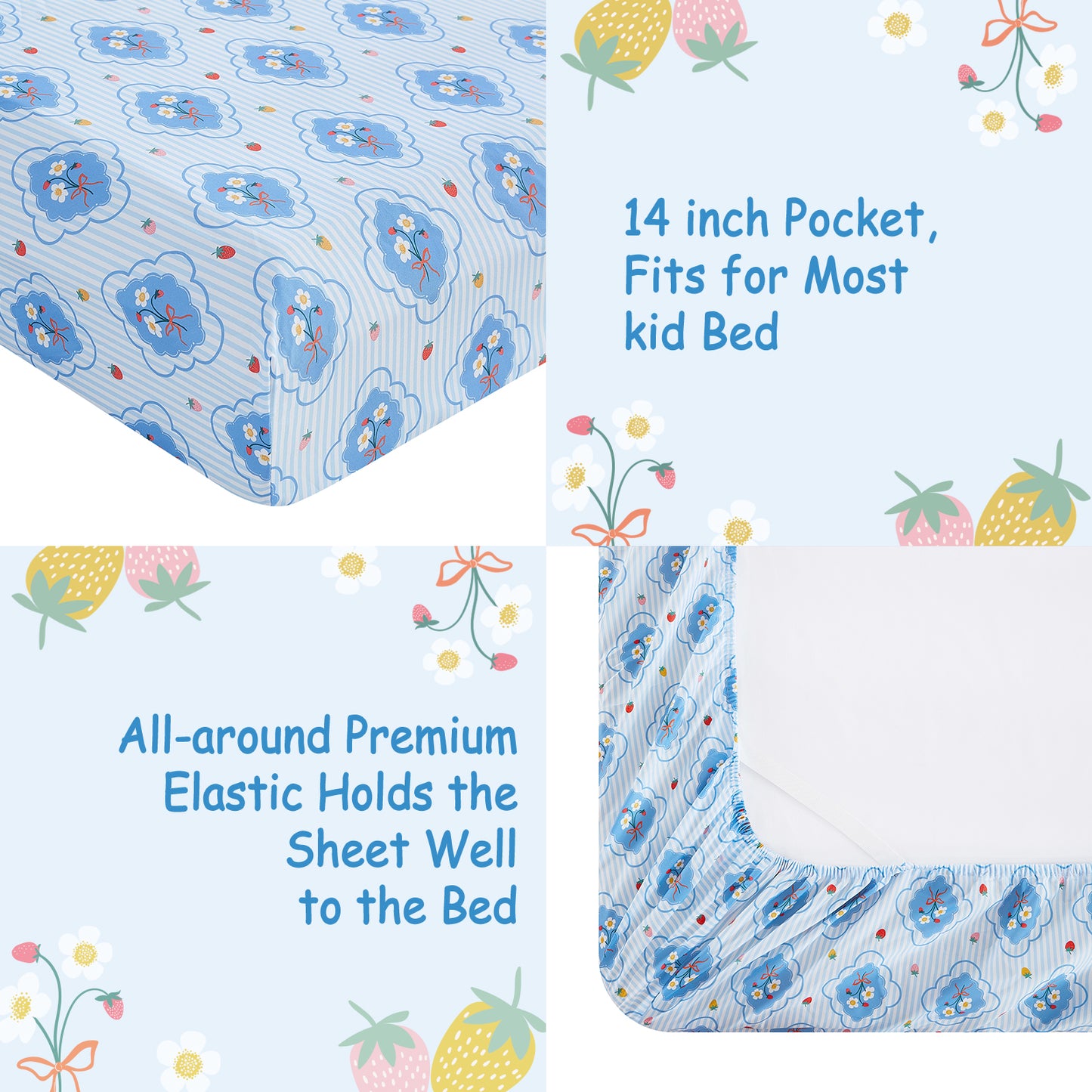 Striped Flower Kids Bed Sheet Set