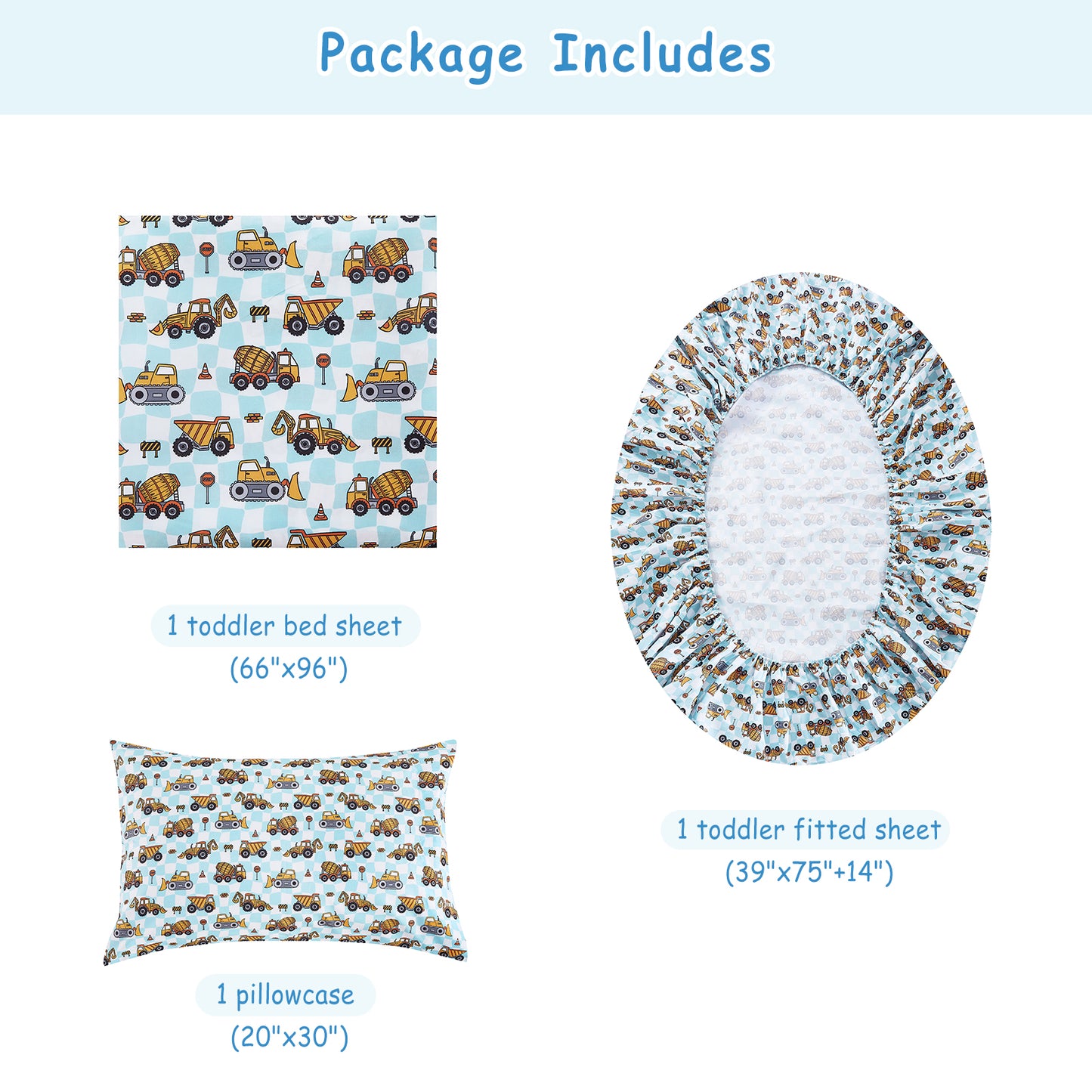 Grid Excavator Kids Bed Sheet Set