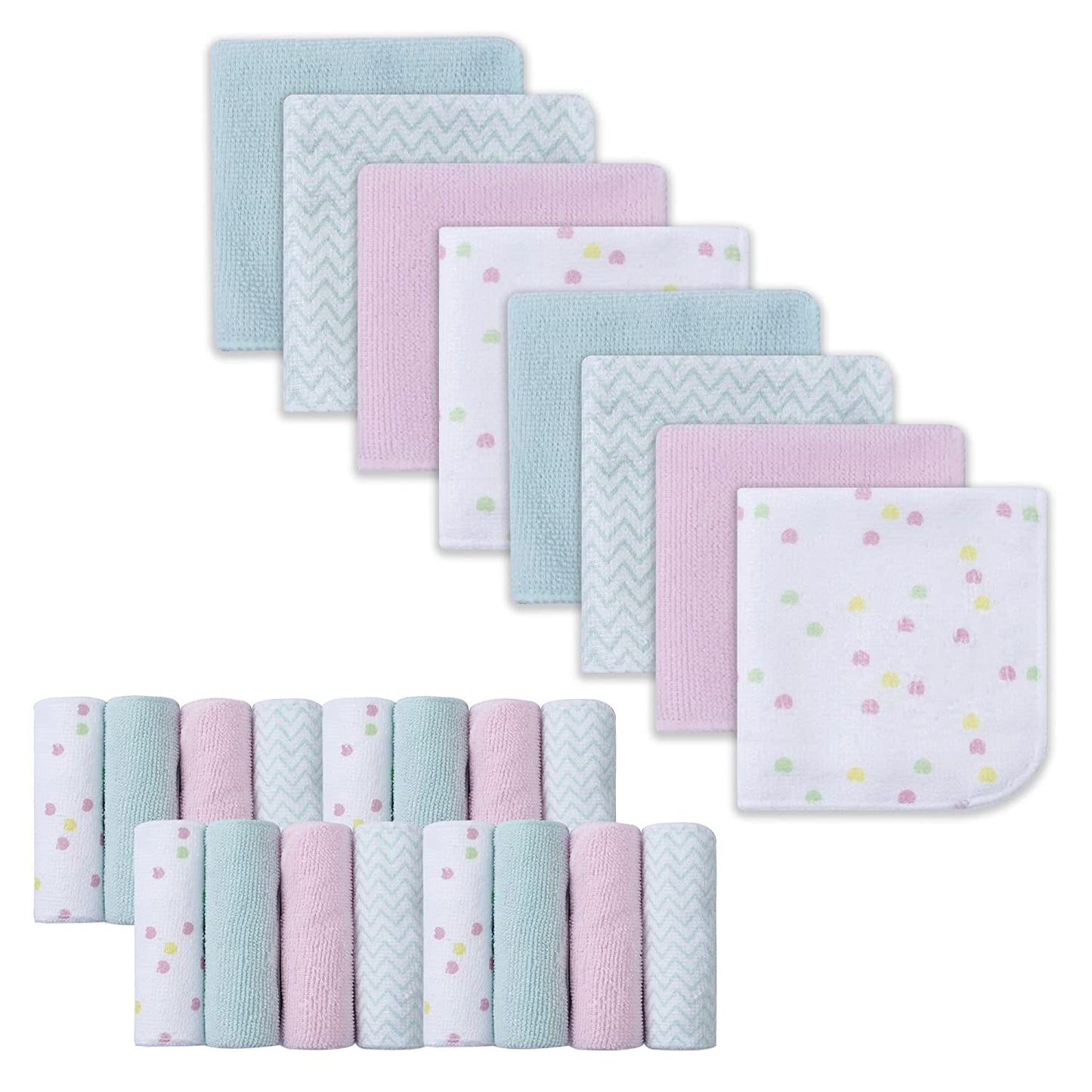 Softan 24-Pack  Soft and Multi-colors Baby Wash Cloths