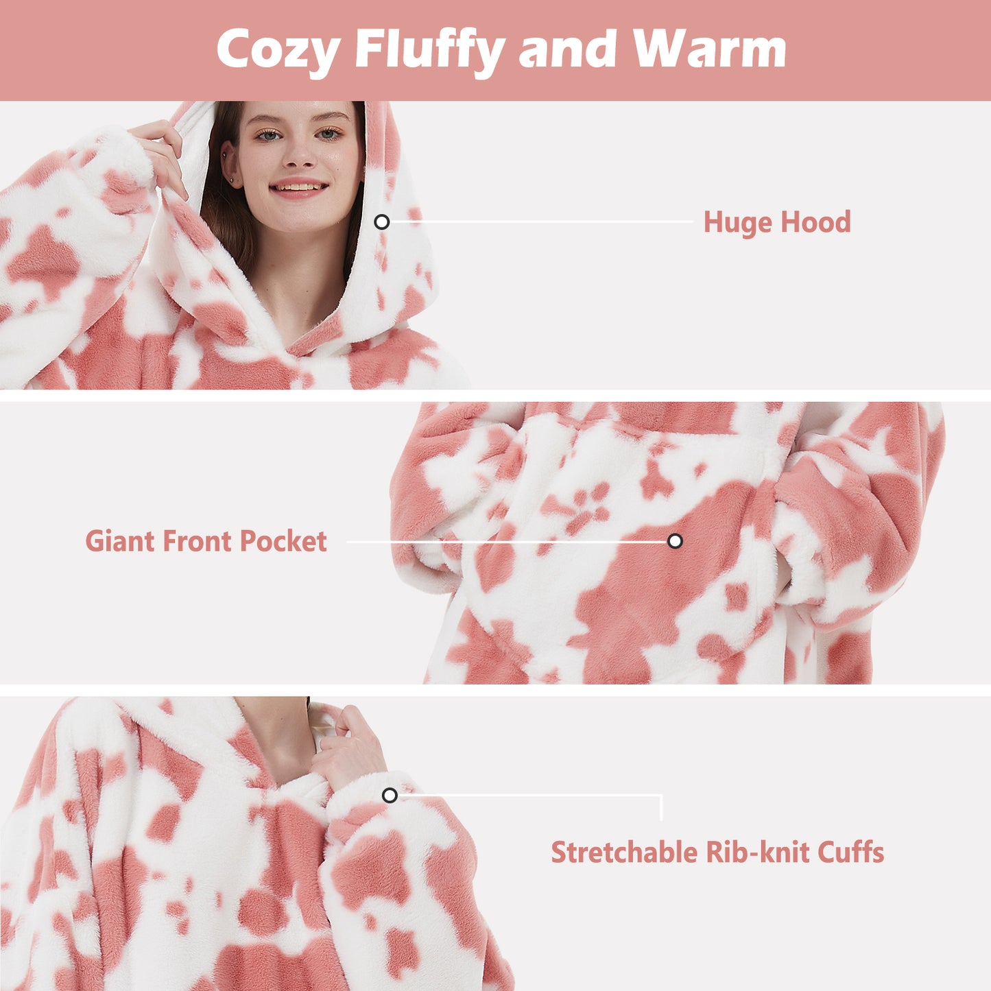 Softan Super Cozy Warm and Soft Hooded Blanket Sweatshirt, Faux Fur Blanket Sweatshirt with Large Pocket, One Size Fits All