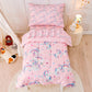 Butterfly Toddler Bedding Set for Girls, 4 Piece Bed-in-a-Bag Toddler Comforter Sets, Super Soft Comforter Sheet Set and Comfortable Microfiber Toddler Bed Set