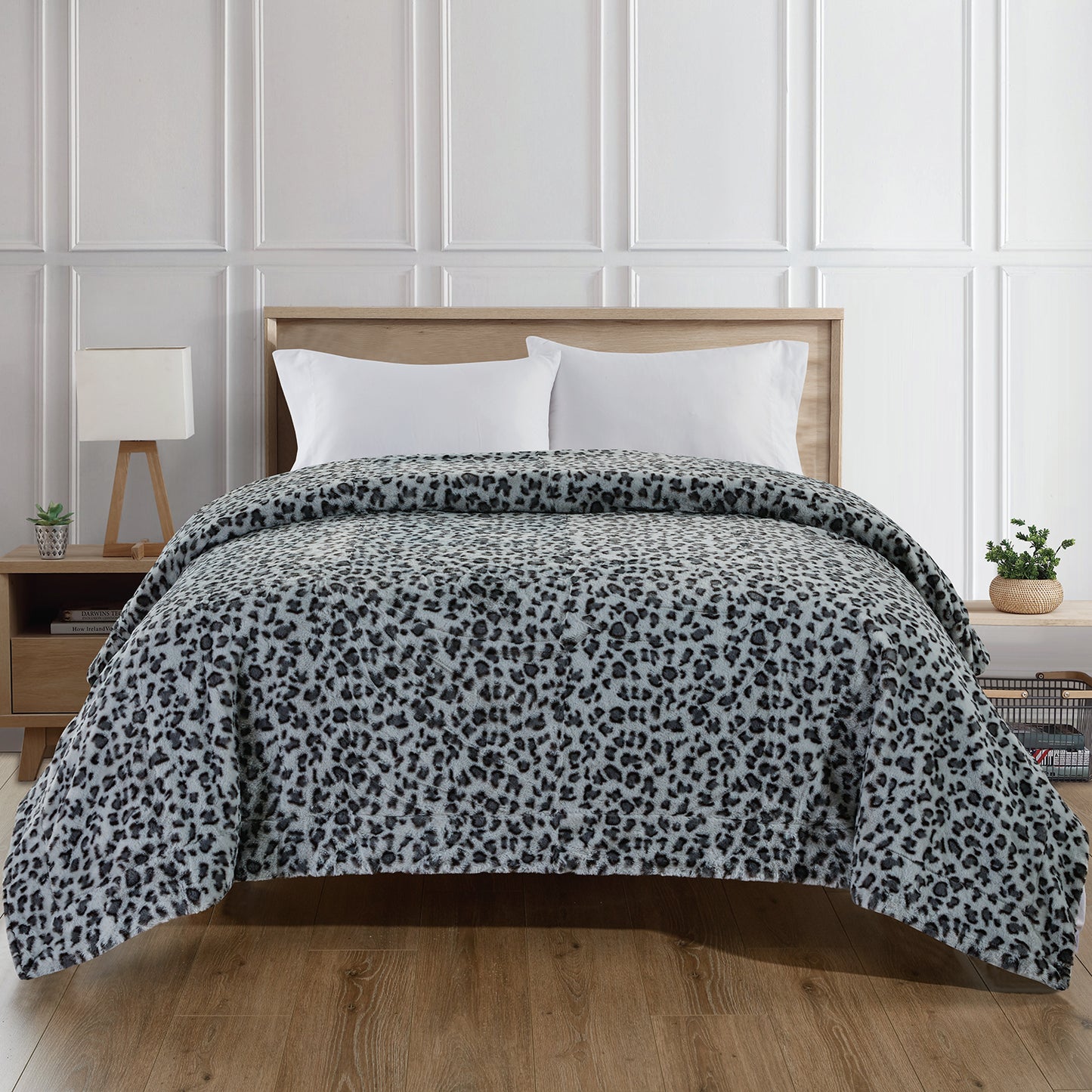 Softan Leopard Print Faux Fur Throw Blanket