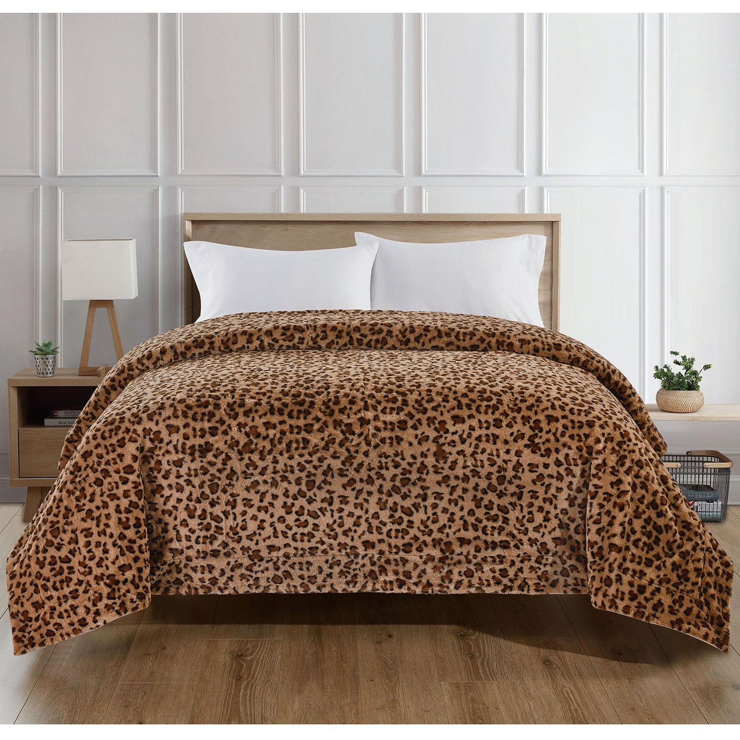 Softan Leopard Print Faux Fur Throw Blanket