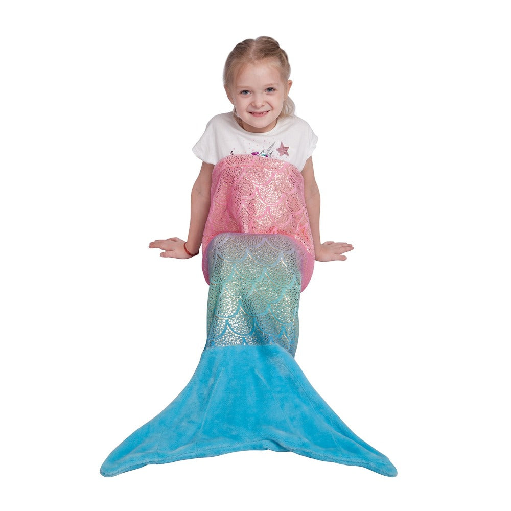 Mermaid Tail Blanket  Rainbow Foil Blue Tail for Kids - SOFTAN STORE