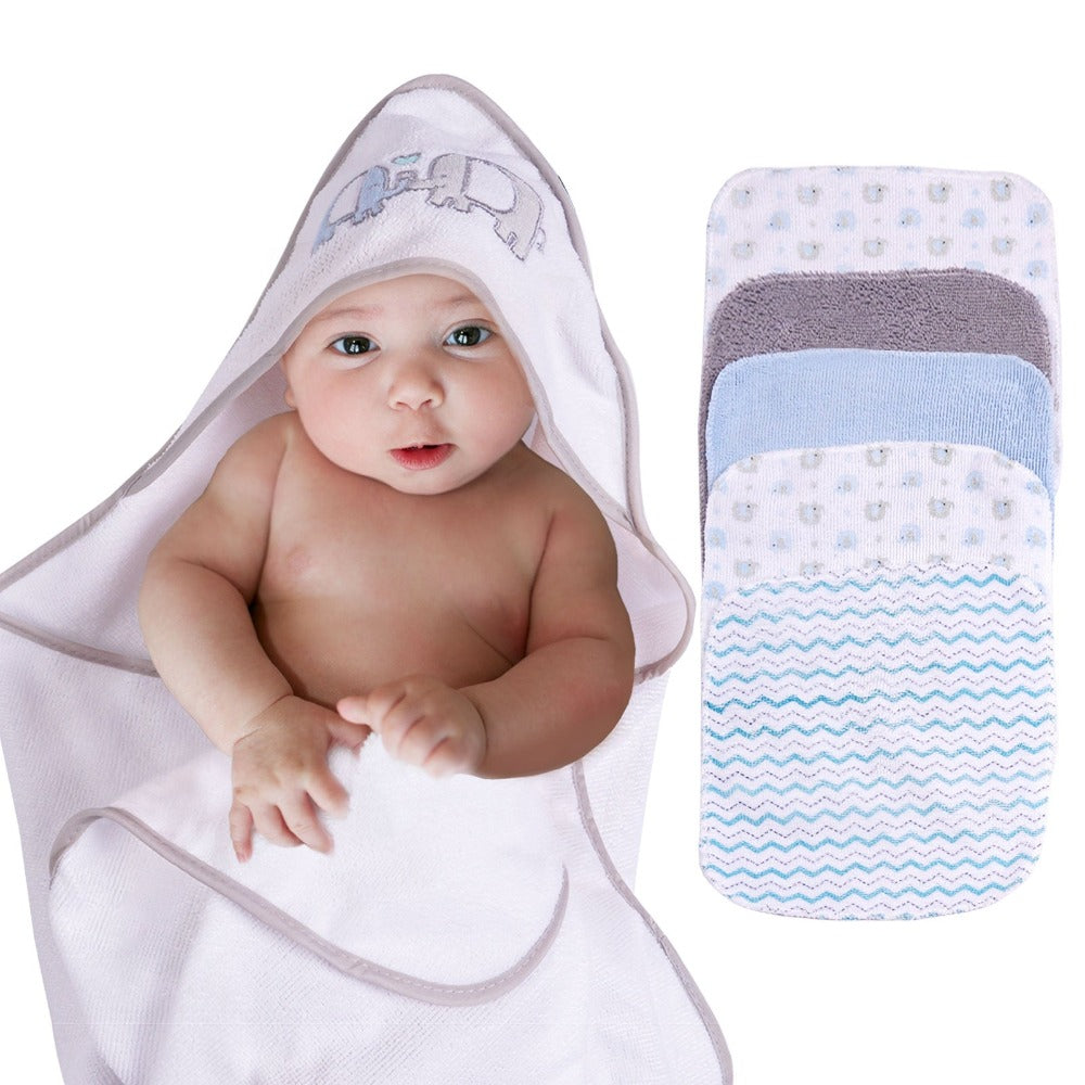 Softan 6-Piece Baby Hooded Towel and Washcloth Set