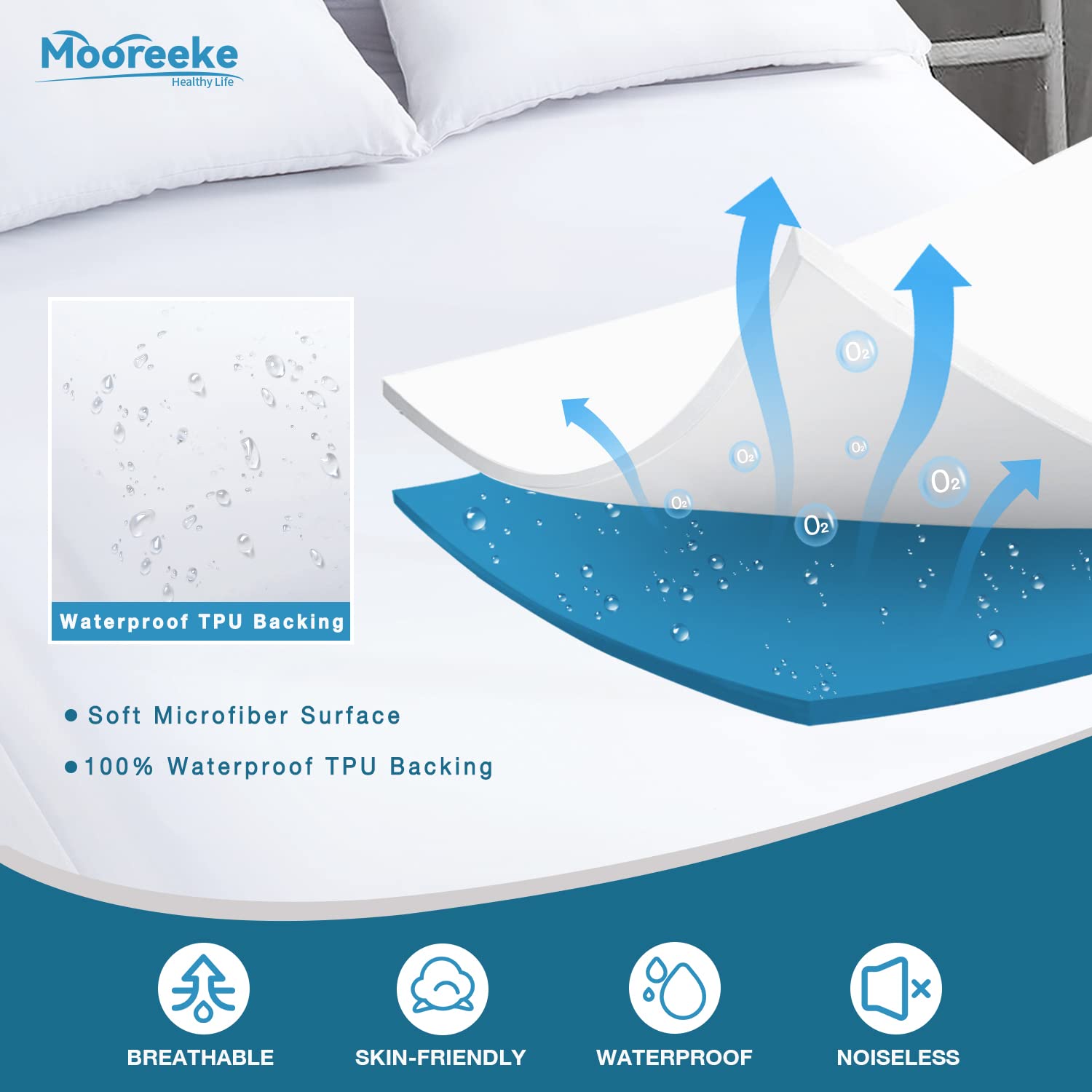 Waterproof Bed Cover Smooth Microfiber Mattress Protector